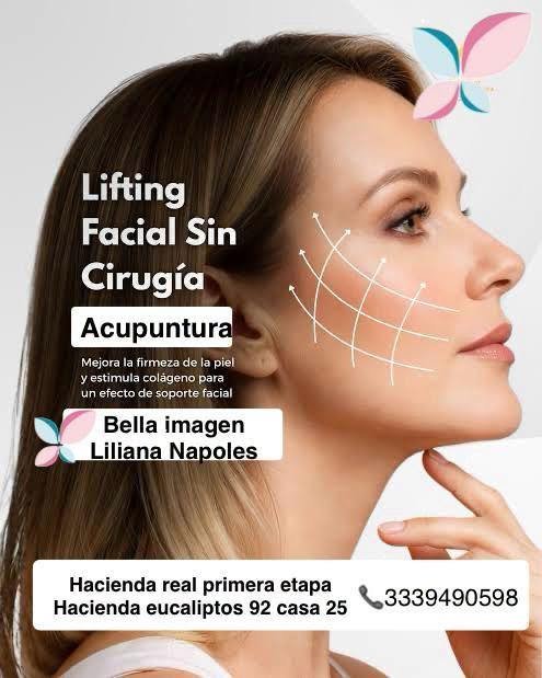 Lifting facial sin cirugía mediante acupuntura clínica para mejorar la firmeza y estimular colágeno